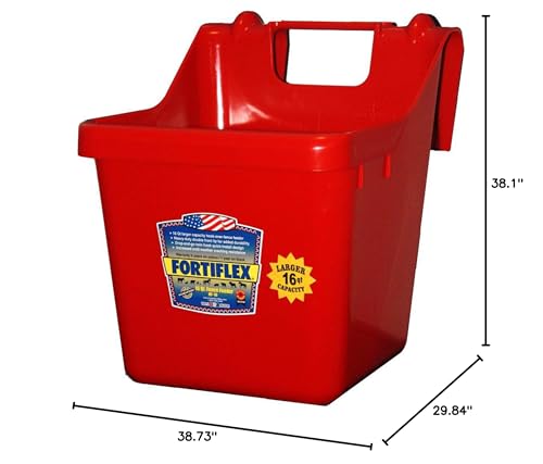 Fortiflex Hook Over Fence Feeder for Dogs/Cats and Horses, 16-Quart, Red