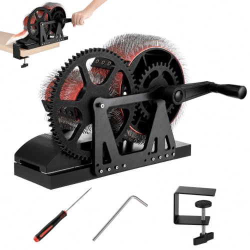 Drum Carders for Wool, Fiber Carding Machine with Brush and Awl, Hand Crank Wool Carder for Combing, Fiber Blending, Felting, Spinning Prep and DIY Yarn Crafts