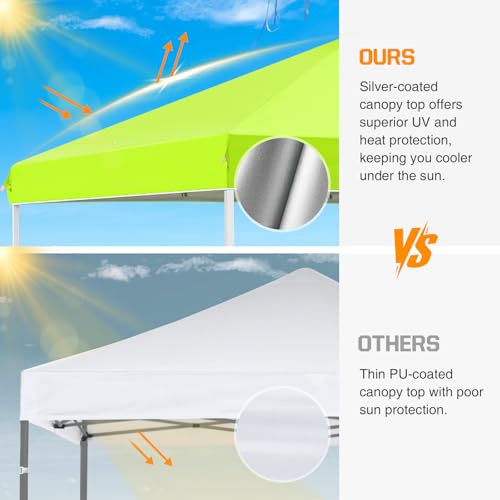 EAGLE PEAK 10x10 Pop Up Canopy Tent Easy Up Canopy Outdoor, Neon Green - color: Neon Green, size: 10x10