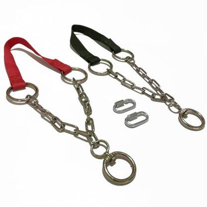 La La Pet 2Pcs Goat Collars Adjust from 18 to 30 Inches Red and Green Nylon Belts Iron Chain Chokers for Sheep Horse Cattle Livestock