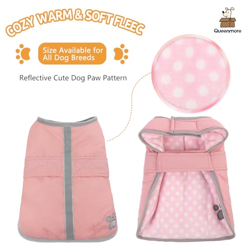 Queenmore Dog Winter Coat, Fleece Puffer Dog Down Vest, Samll Dogs Coat - color: Light Pink, size: Small