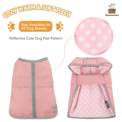 Queenmore Dog Winter Coat, Fleece Puffer Dog Down Vest, Samll Dogs Coat - color: Light Pink, size: Small