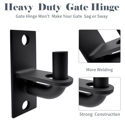 Heavy Duty Wall Mount Gate Hinge - Adjustable Fence Gate Hinges with 5/8 Hinge Pin for Chain Link Gates, Rust-Resistant Steel Design (Black, 4 Pack) - color: Black, size: 4 Pack