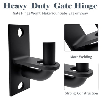Heavy Duty Wall Mount Gate Hinge - Adjustable Fence Gate Hinges with 5/8 Hinge Pin for Chain Link Gates, Rust-Resistant Steel Design (Black, 4 Pack) - color: Black, size: 4 Pack