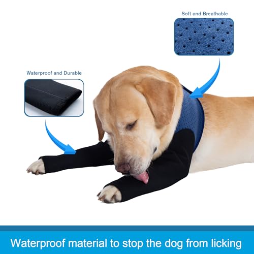 Coodeo Dog Recovery Sleeves, Cone Collar Alternative, Abrasion Resistant Dog Recovery Suit, Washable 2.5mm Thick and Waterproof, Pet Wounds Prevent Licking, Biting (Blue, L) - color: Blue, size: L