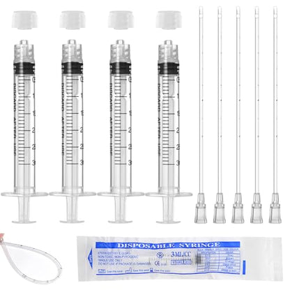 3ml Luer Lock Syringe with Cap and Soft Plastic Tube, Pack of 30 - size: 3ml - 2.0mm Tube