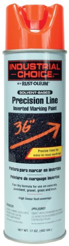 Rust-Oleum 203028 Industrial Choice Inverted Solvent-Based Marking Spray Paint, 17 Oz, Fluorescent Red-Orange - color: Fluorescent Red-Orange, size: 17 Ounce (Pack of 1)