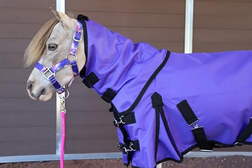 Mini-Pony Horse Ripstop Waterproof Windproof Hooded Blanket Lightweight Turnout Rain Sheet Breathable Lining 1200 Denier Material (52-54", Purple) - color: Purple, size: 52-54"