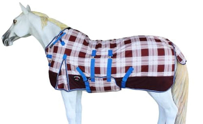 64" Horse Turnout Waterproof Winter Blanket Rain Sheet Light Winter 3B109 - color: Beige Plaid, size: 64 inches