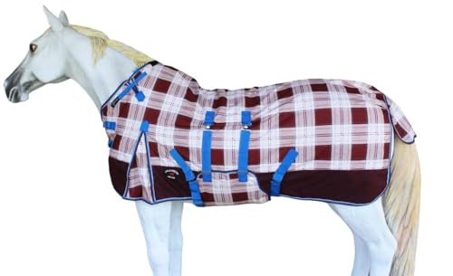 76" Horse Turnout Waterproof Winter Blanket Rain Sheet Light Winter 3B109 - color: Beige Plaid, size: 76 inches
