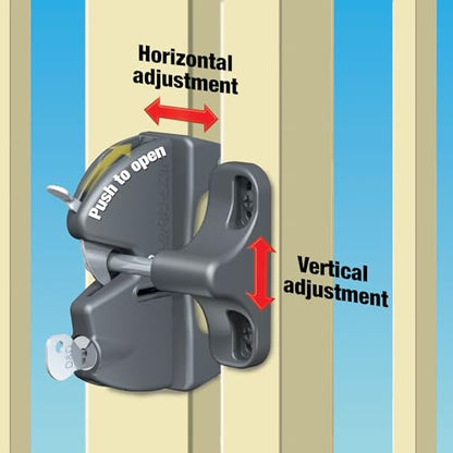 National Hardware LokkLatch Keyed Gate Latch, Polymer, Adjustable, Black | Key-Lockable Latch with Stainless Steel Components, 4-9/16 in Gap Range, Fits Wood, Metal and Vinyl Gates
