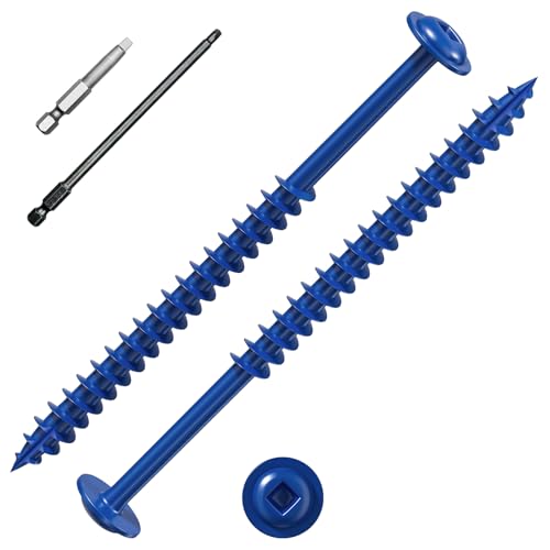 Wensilon (Blue) Pocket Hole Screws # 8 * 3" 65pcs 1lbs Square Hole Wood Screws and Round Head Square Hole self Tapping Screws are Suitable for Wooden use.150MM,60MM Drive bit Included. - color: Blue, size: 8*3"