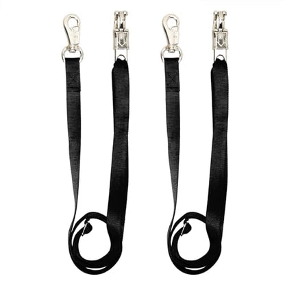 2PCS Cross Ties,Adjustable Nylon Cross Ties for Horse Horse Trailer Tie with Panic Snap and Bull Snap, Adjustable Length from 44.5-78.5 Inch,Black - style: Black-2PCS