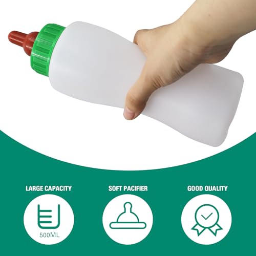 Lamb & Goat Feeding Bottle, 500ml, 2 Pack,Reusable | BPA Free |Soft Rubber Nipple | Clear Scale|Reusable Bottle & Nipple | For Goat Lamb Piglet,Puppy