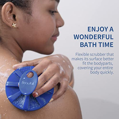 Silicone Body Scrubber, BEAUTAIL Gentle Exfoliating Shower Brush for Body | Hygienic Silicone Loofah, Easy-Grip Handle, Soft Bath Essential Scrubber for Sensitive Skin, Women, Men & Kids, 1 Pack, Blue - color: Blue 1 Pc