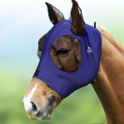 Harrison Howard Super Comfort Stretchy Fly Mask Large Eye Space with UV Protection Soft on Skin with Breathability Navy Blue Cob (Medium) - color: Navy Blue, size: Cob (Medium)