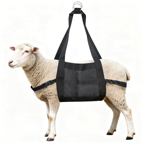 Calf Sling for Weighing Animals Adjustable Straps Goat Sling Assist Weight Scale for Baby Calf, Lamb, Alpaca, Pig, Dog (Black-CZD)