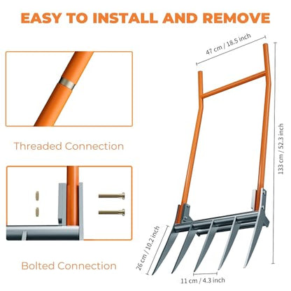 Broadfork Garden-Tool Heavy-Duty Broad Fork - 50cm Wide 5 Tines Digging Fork with Pedals, Robust Durable Garden Fork for Loosening Soil and Weed Removal