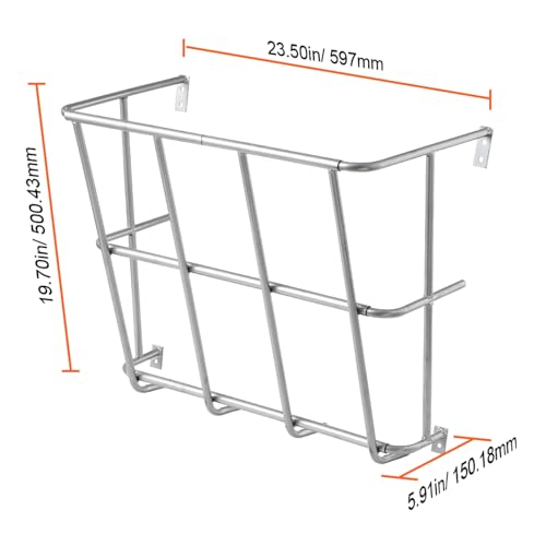 Happybuy Livestock Hay Feeder, 18.5 Gallons Large Capacity, Heavy-Duty Steel Goat Hay Rack,24.4" Long Wall Mounted Horse Hay Holder, Multiple Sided Feeding Rack for Sheep Farm Livestock Indoor Outdoor