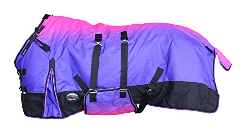 Challenger 1200D Turnout Waterproof Rain Horse Sheet Light Winter Blanket 393B - color: Berry Ombre, size: 76 inches