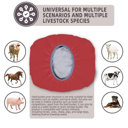 2-5 Gallon Horse Bucket Cover, Waterproof Horse Feed Bucket Cover, Lightweight and Easy to Use (Excluding Bucket, Red) - color: Red