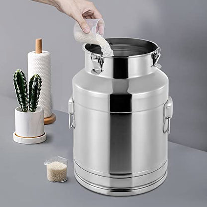 28L/7.39Gallon Stainless Steel Milk Can, Heavy Duty Milk Jug Milk Bucket Wine Pail Bucket Bottle Liquid Container Storage Milk Container for Grain Wine Liquid,Stainless Steel Sealed Tank