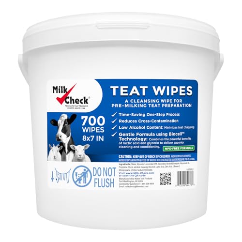 Milk Check - Teat Wipes 7" x 8" [PAIL - 700 wipes] - size: 700 Count (Pack of 1)