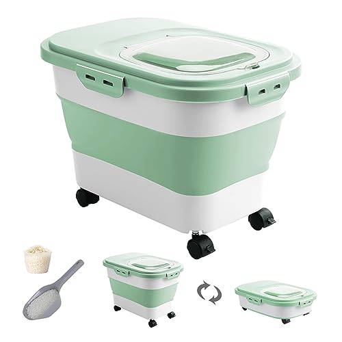 20-30 Lbs Rice Storage Container,Collapsible Food Storage Container - color: Light Green/20-30LBS