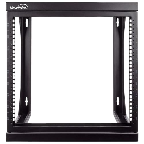 NavePoint 9U Open-Frame Server Rack for 19" IT Network Equipment & A/V Devices Free Standing or Wall Mount with 180 Degrees Gate Swing, Black - size: 9U - 18in Deep