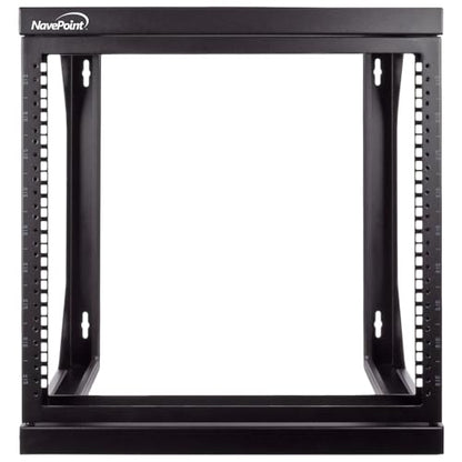 NavePoint 9U Open-Frame Server Rack for 19" IT Network Equipment & A/V Devices Free Standing or Wall Mount with 180 Degrees Gate Swing, Black - size: 9U - 18in Deep