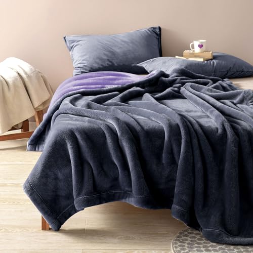 YISURE Reversible Bed Throw Blanket Water Proof and Stain-Proof, Queen Size 80"x60" (Grey/Violet), Leakproof, Soft Repellant Bed Cover for Couches Sofa and Mattress, Washable and Reusable | Love Blanket Waterproof Sex Blanket Reusable Couch Furniture Prot