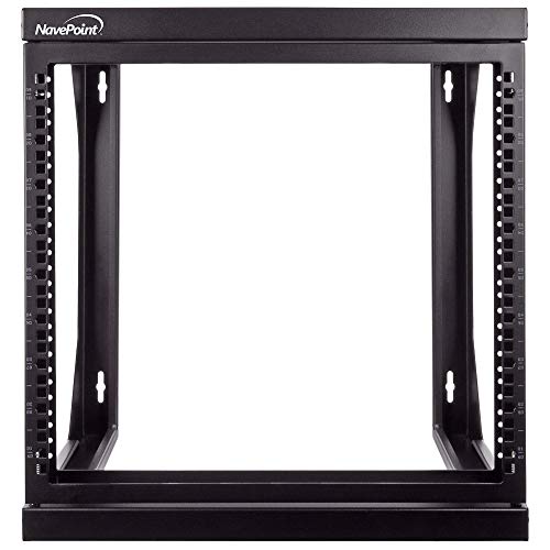 NavePoint 9U Open-Frame Server Rack for 19" IT Network Equipment & A/V Devices Free Standing or Wall Mount with 180 Degrees Gate Swing, Black - size: 9U - 18in Deep