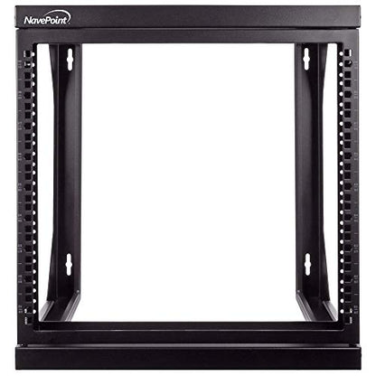 NavePoint 9U Open-Frame Server Rack for 19" IT Network Equipment & A/V Devices Free Standing or Wall Mount with 180 Degrees Gate Swing, Black - size: 9U - 18in Deep