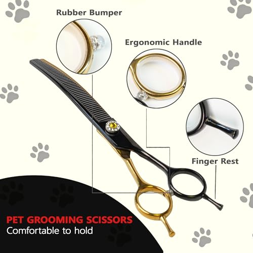 7" Curved Thinner Dog Scissor, Curved Blender Scissors, 48 Teeth - size: Curved Blender