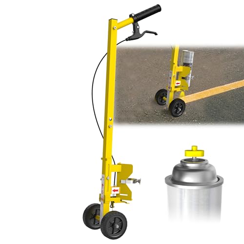 Striping Line Painting Wand, Industrial Two-Wheel Striping Spray Paint Wand for Line Paint Stripe Ground, Compatible with Inverted Striping Paint, Yellow(T-Tip Nozzle)