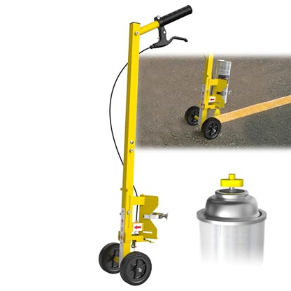 Striping Line Painting Wand, Industrial Two-Wheel Striping Spray Paint Wand for Line Paint Stripe Ground, Compatible with Inverted Striping Paint, Yellow(T-Tip Nozzle)