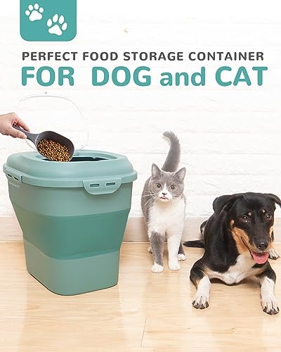 30-35Lbs Dog Food Storage Container Airtight,Collapsible Dog Food Container - color: Green