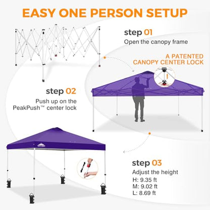 EAGLE PEAK 10x10 Pop Up Canopy Tent Easy Up Canopy Outdoor, Purple - color: Purple, size: 10x10
