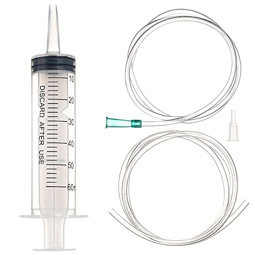 60ml/cc Syringes with Tube 40 Inch Handy Plastic Tubing and Adapter Tip - size: 60ML/CC