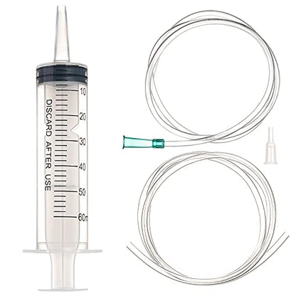 60ml/cc Syringes with Tube 40 Inch Handy Plastic Tubing and Adapter Tip - size: 60ML/CC