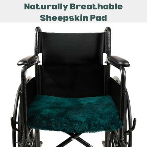 Natural Medical Sheepskin Pad, Non-Slip Back, Emerald, 17 x 17 in, 1 Pack - color: Emerald, size: 17x17 Inch (Pack of 1)