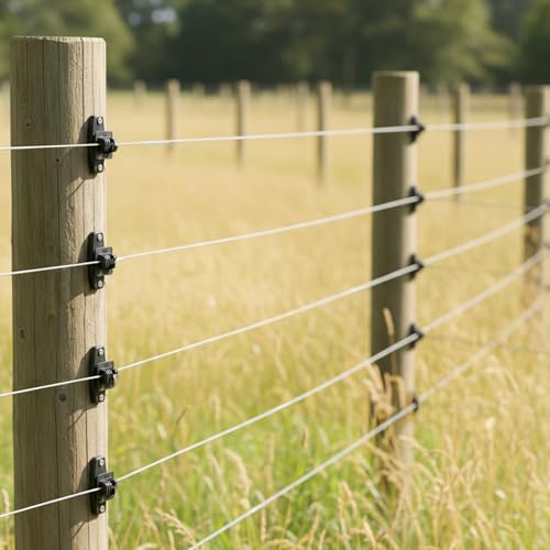 10 Pack Wooden Post Claw Insulators, Electric Wire Fence Insulators Electric Fence Accessories, Nail Wood T Post Nail on Insulator for Farm Heavy Duty Fencing Wire Polywire, Black
