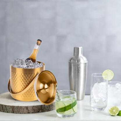 3L gold insulated ice buckets for parties with lid and scoop - color: Gold
