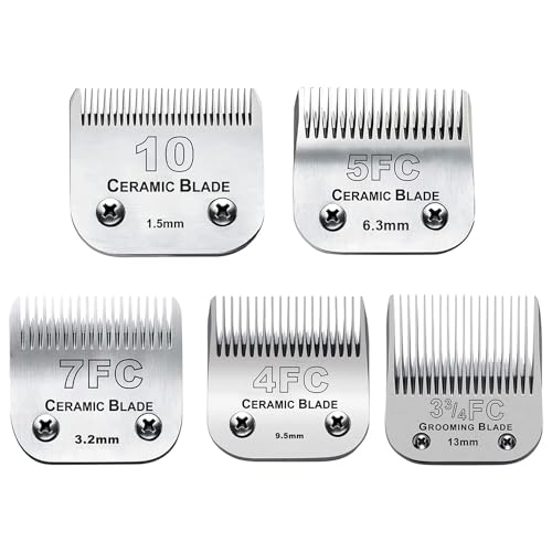 5PACK Dog Grooming Clipper Replacement Blades Compatible with Andis Clipper - color: #10+5fc+7fc+3fc+4fc