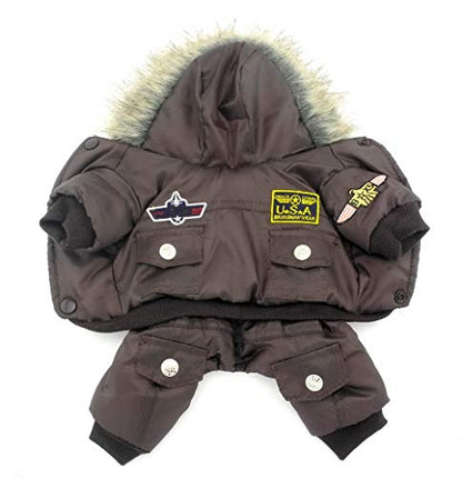 ZUNEA Dog Snowsuit Waterproof for Small Dogs Winter Puppy Coat, Brown, XL - color: Brown, size: XL
