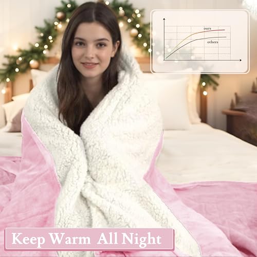 Electric Heated Blanket 72"×84", 4 Heating Levels & 10H Auto-Off | Full Size Pink, Sherpa & Soft Microplush, Quick Heating, Machine Washable, for Couch, Bed & Office, Parents' Gifts - color: 11-pink, size: Full Size ( 72"x84" )
