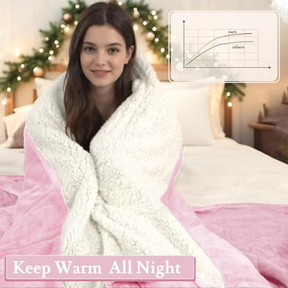 Electric Heated Blanket 72"×84", 4 Heating Levels & 10H Auto-Off | Full Size Pink, Sherpa & Soft Microplush, Quick Heating, Machine Washable, for Couch, Bed & Office, Parents' Gifts - color: 11-pink, size: Full Size ( 72"x84" )