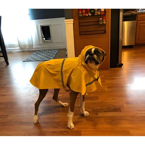 NACOCO Large Dog Raincoat Adjustable Pet Water Proof Clothes Lightweight Rain Jacket Poncho Hoodies with Strip Reflective (XL, Yellow) - color: Yellow, size: X-Large (Pack of 1)