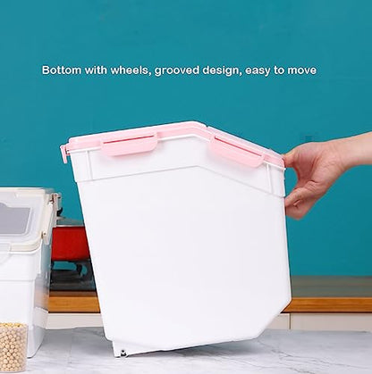 Large Flour Storage Container Bin 25lb, 2Pack Airtight Rice Storage Containers with Wheels Seal Locking Lid, BPA Free with Measuring Cup&Scoop for Flour, Rice, Grain(Gray) - color: Gray 2Pack