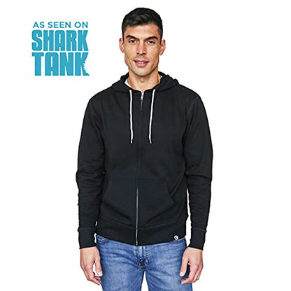 Quikflip 2-in-1 Reversible Backpack Hoodie (As Seen on SHARK TANK) Unisex Full-Zip Hero Hoodie Lite - color: Black, size: X-Small